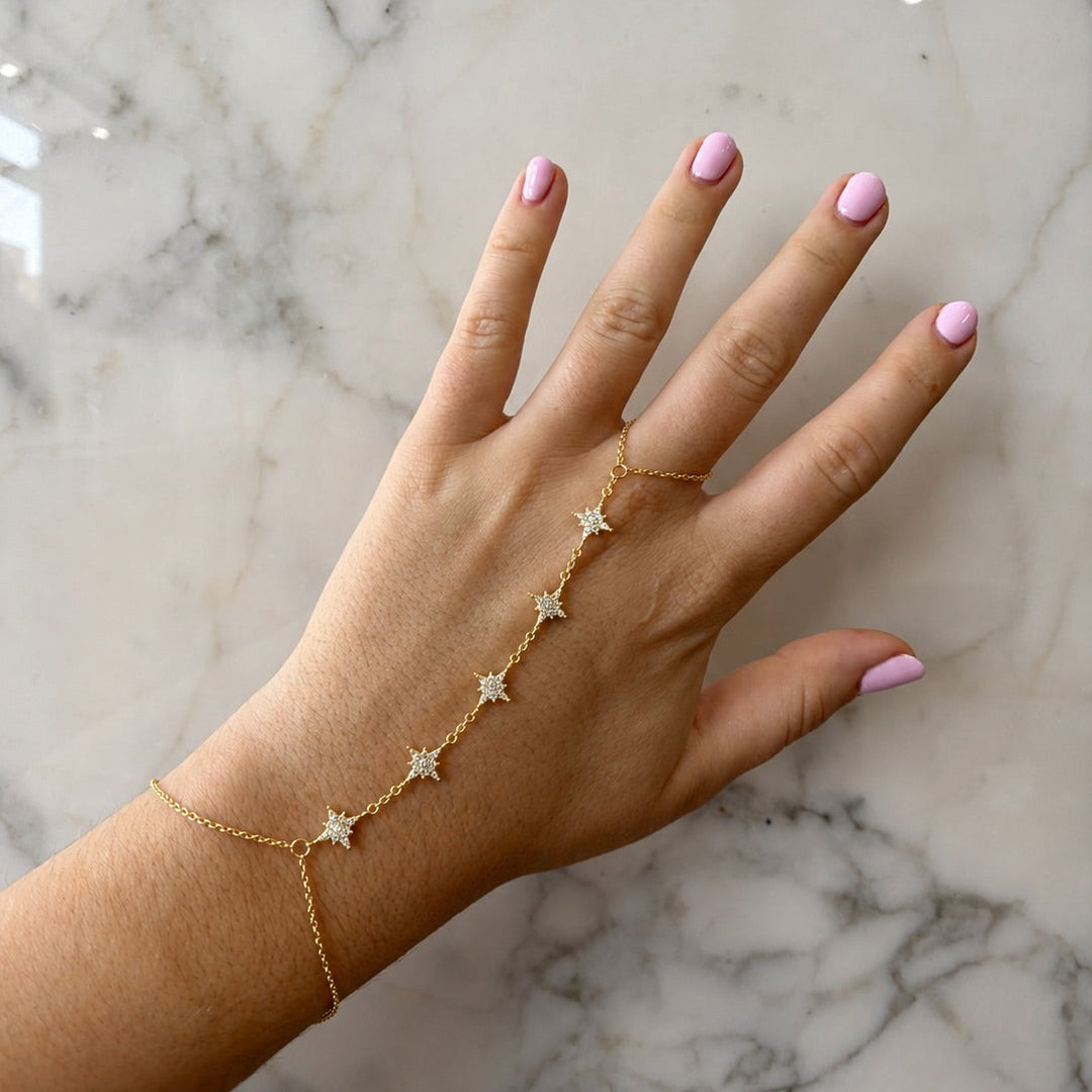 Multi-CZ Star Hand Chain Bracelet - Bracelets - - - Azil Boutique