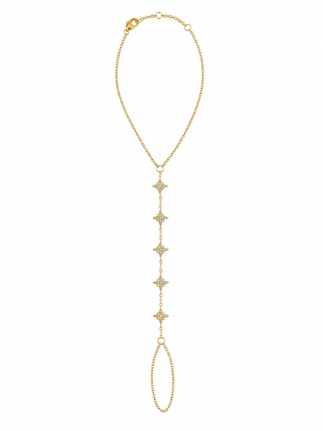 Multi-CZ Star Hand Chain Bracelet - Bracelets - Gold - Gold - Azil Boutique