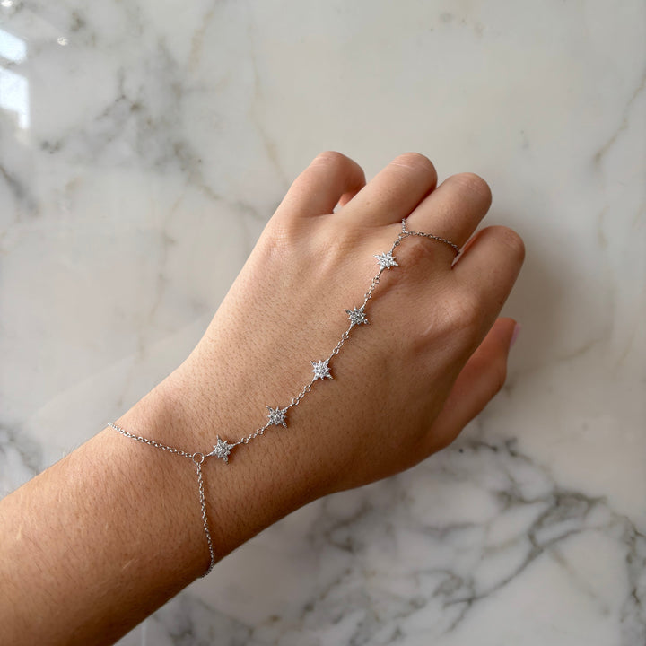 Multi-CZ Star Hand Chain Bracelet - Bracelets - - - Azil Boutique