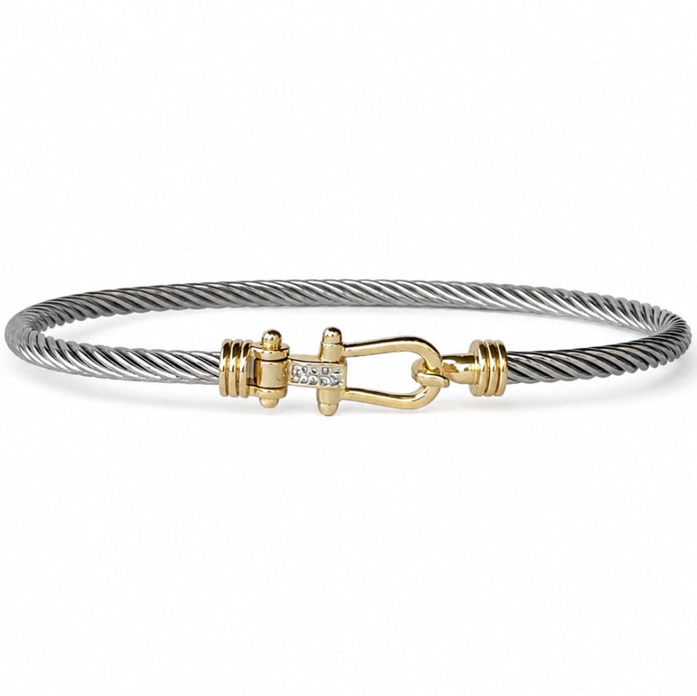 2Tone Horseshoe Twisted Silver Cable Bracelet - Bracelets - - - Azil Boutique