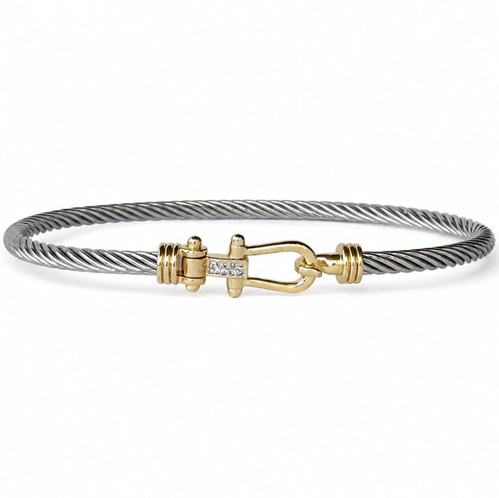 2Tone Horseshoe Twisted Silver Cable Bracelet - Bracelets - - - Azil Boutique