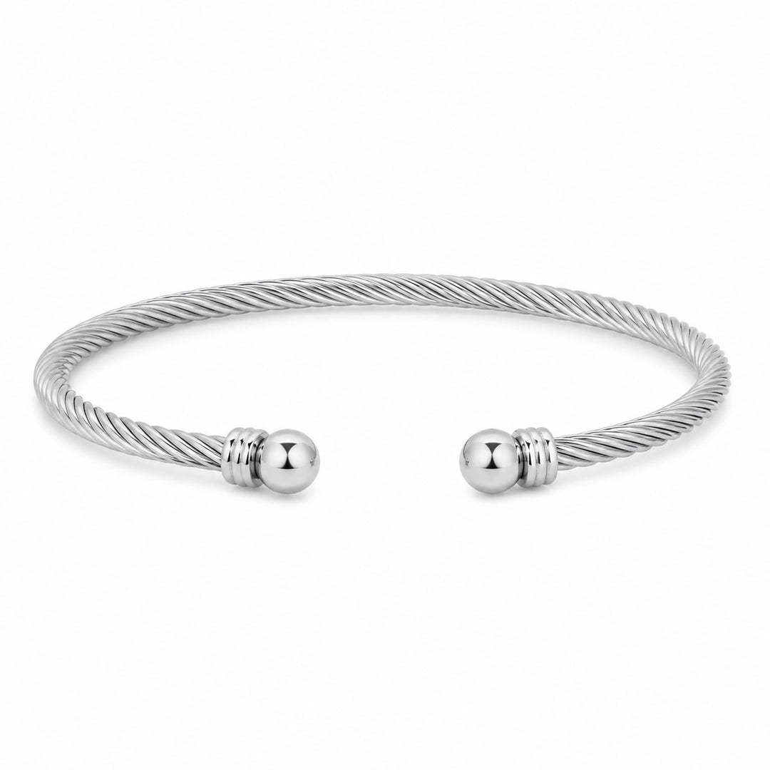 Twisted Cable Cuff Bracelet - Bracelets - Silver - Silver - Azil Boutique