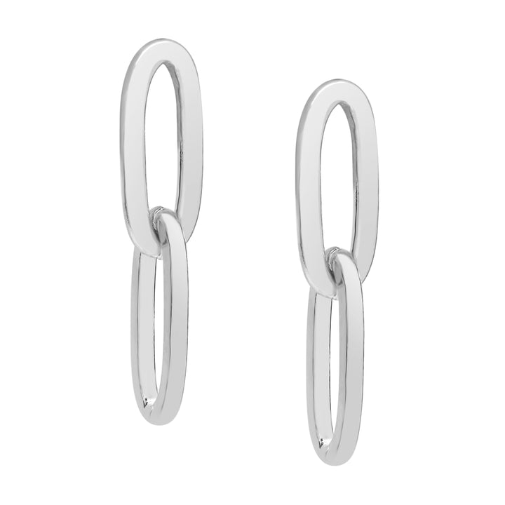 Thick Double Paperclip Studs - Earrings - Silver - Silver - Azil Boutique