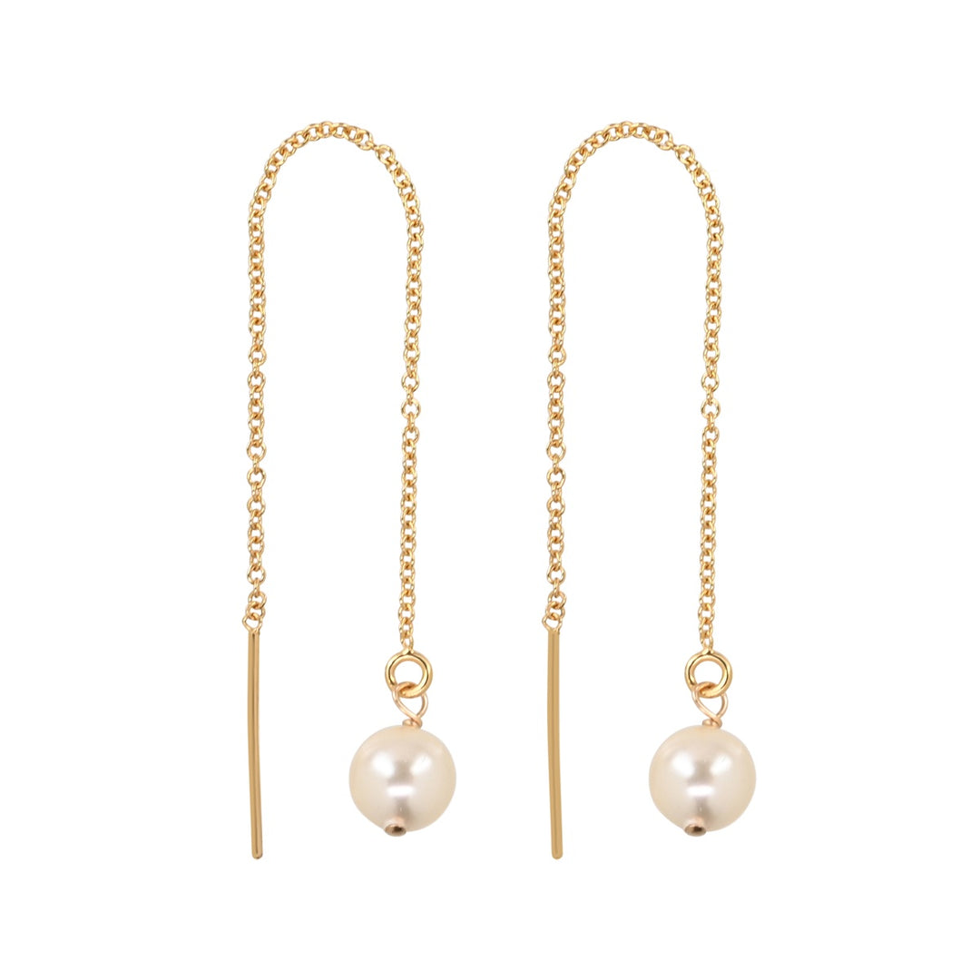 Pearl Ear Threaders - Earrings - Gold - Gold / 6mm - Azil Boutique