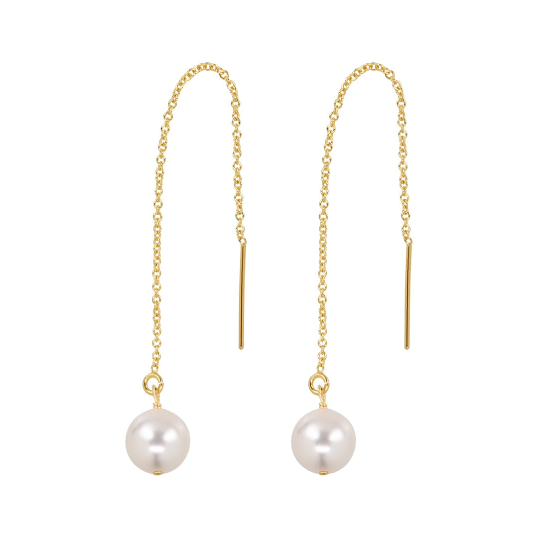 Pearl Ear Threaders - Earrings - Gold - Gold / 8mm - Azil Boutique