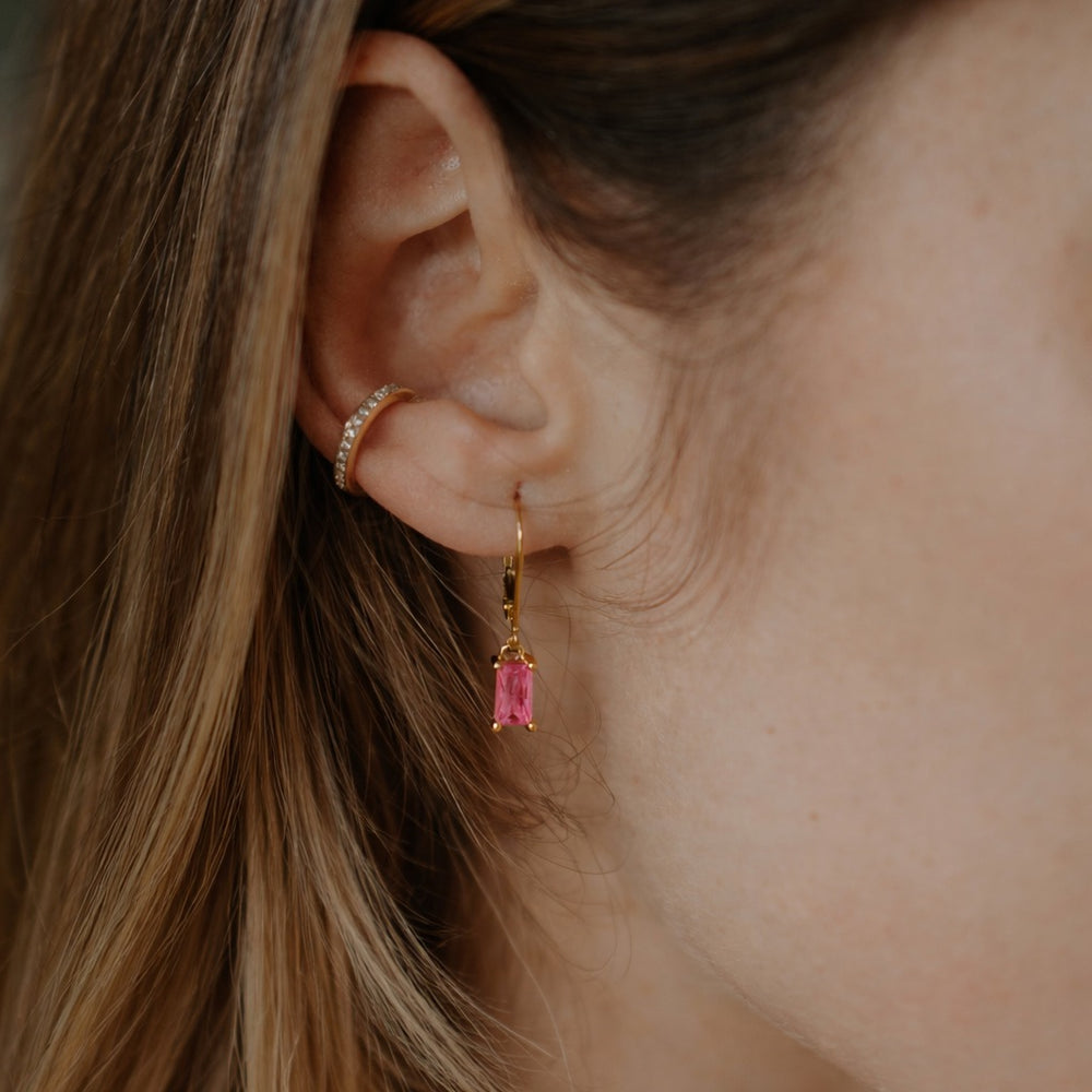 Tiny Rose Emerald Leverback Earrings - Earrings - - - Azil Boutique