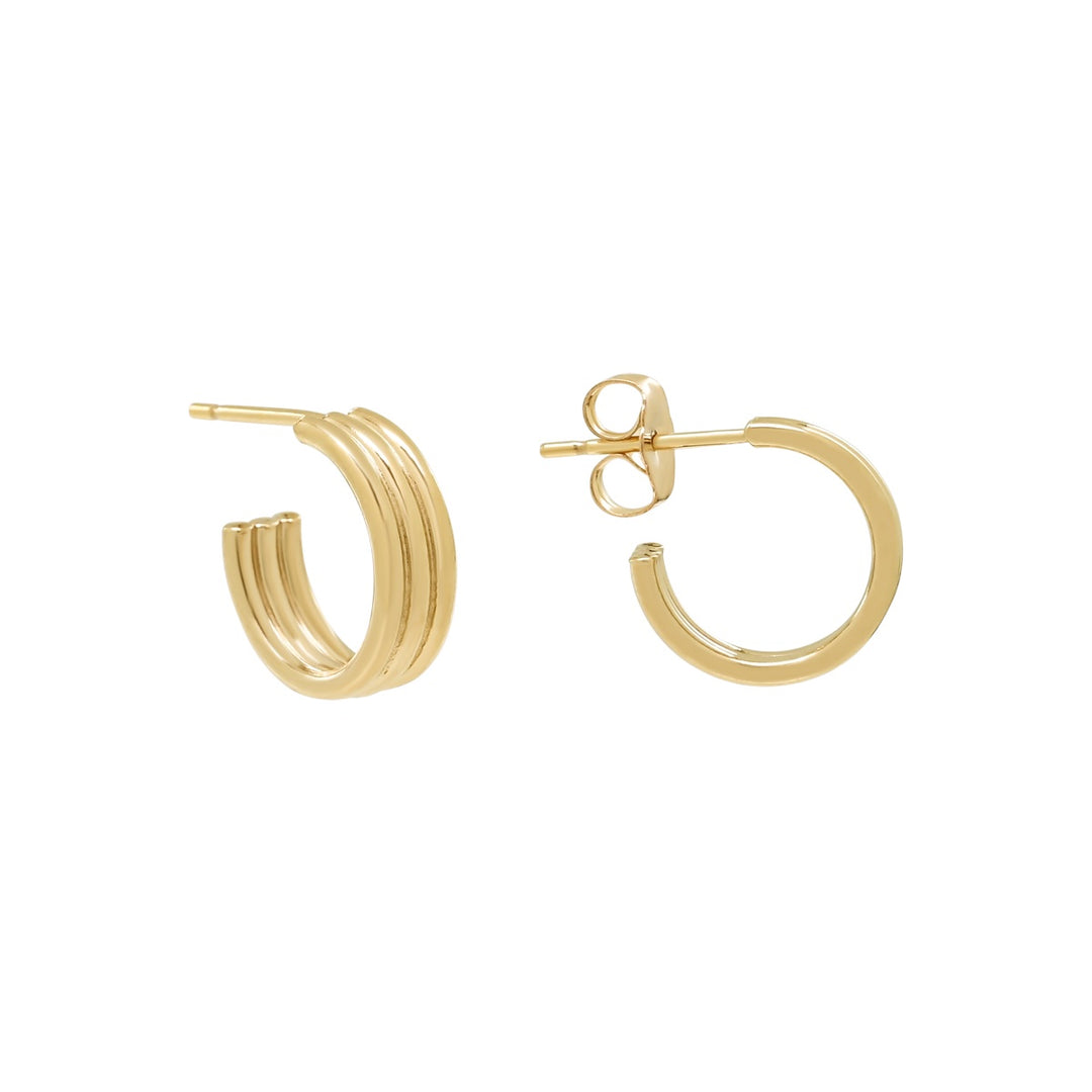 Triple Lined Hoop Post Earrings - Earrings -  -  - Azil Boutique