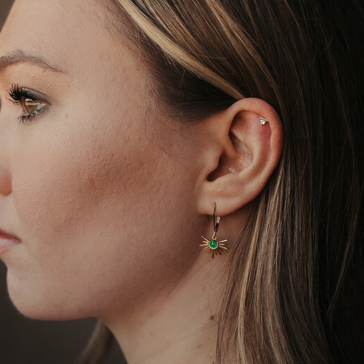 Green CZ Starburst Leverback Earrings - Earrings - - - Azil Boutique