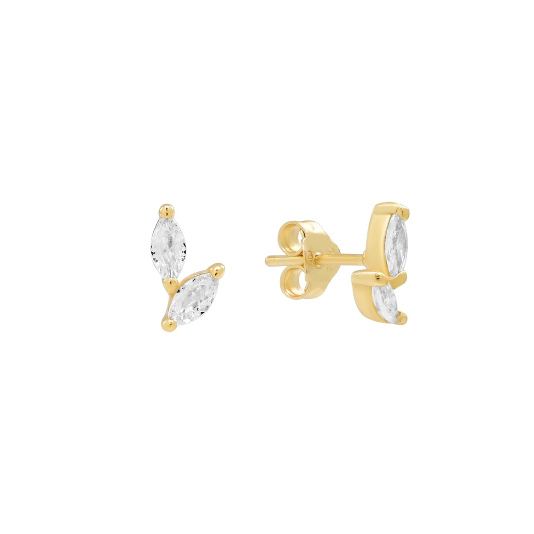 Double CZ Curved Marquis Studs - Earrings -  -  - Azil Boutique