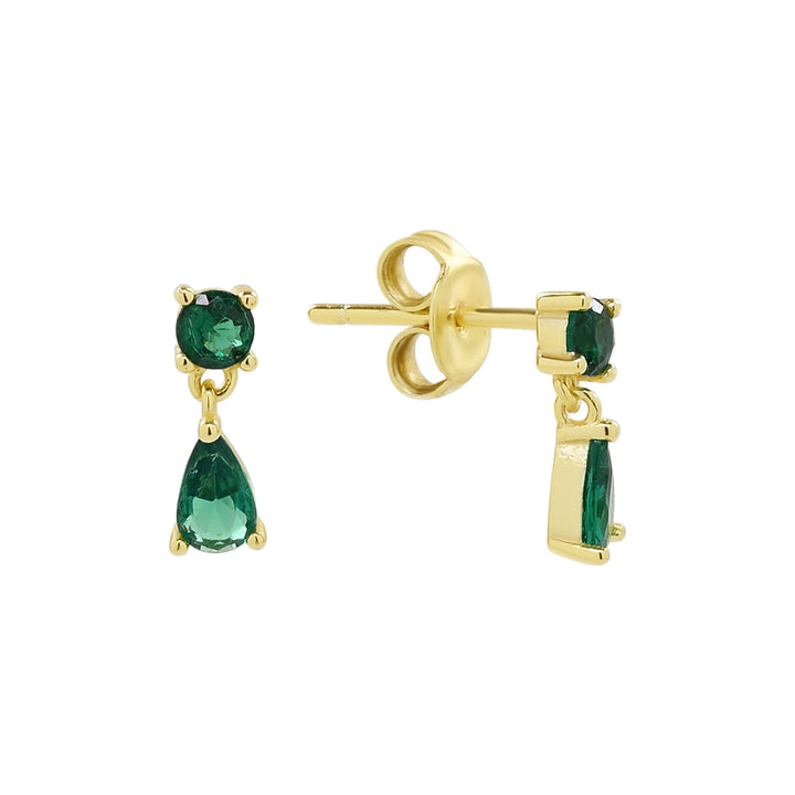 Green CZ Dangle Teardrop Studs - Earrings -  -  - Azil Boutique