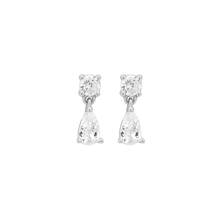 CZ Dangle Teardrop Studs - Earrings - Silver - Silver - Azil Boutique
