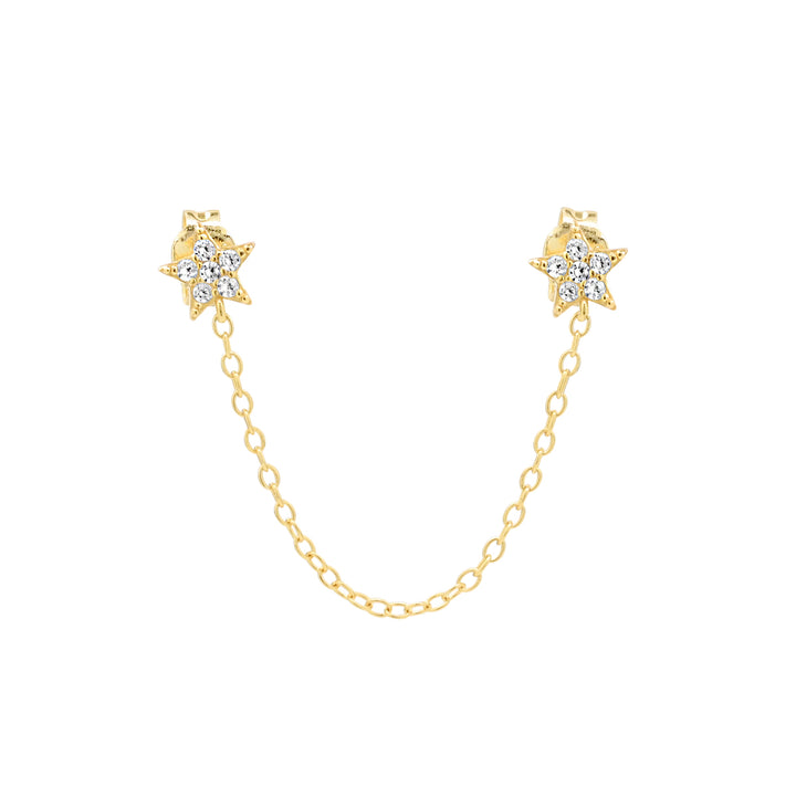 Double CZ Star Chain Studs - Earrings - GV - GV - Azil Boutique