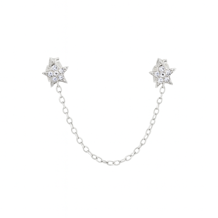 Double CZ Star Chain Studs - Earrings - SS - SS - Azil Boutique