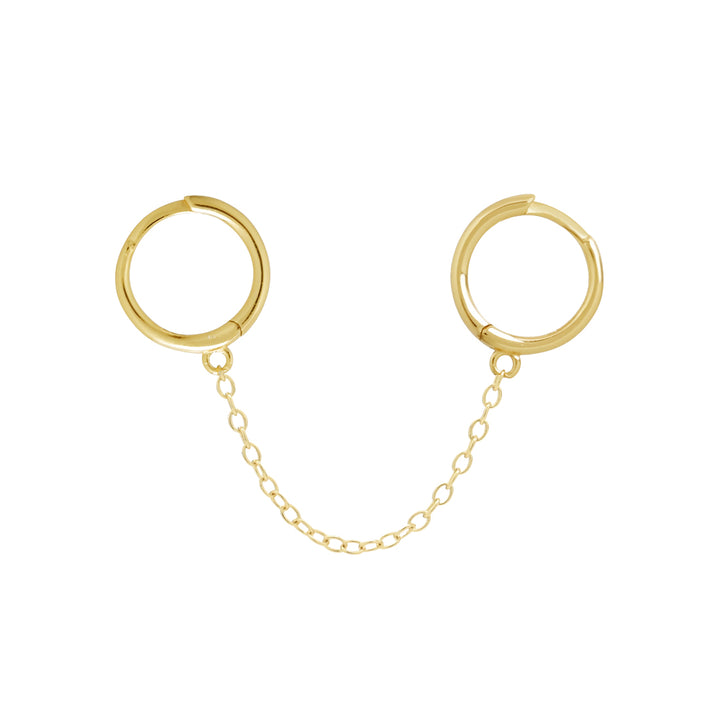 Double Classic Chain Huggies - Earrings - Gold - Gold - Azil Boutique