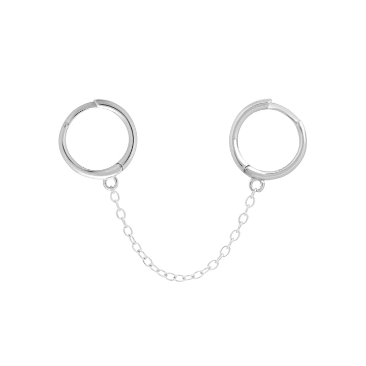 Double Handcuff Chain Huggie - Earrings - Silver - Silver - Azil Boutique