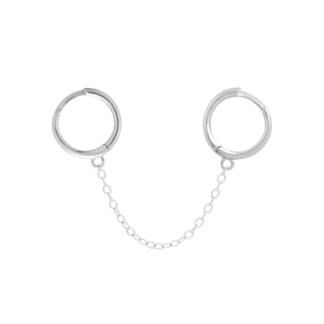 Double Classic Chain Huggies - Earrings - Silver - Silver - Azil Boutique