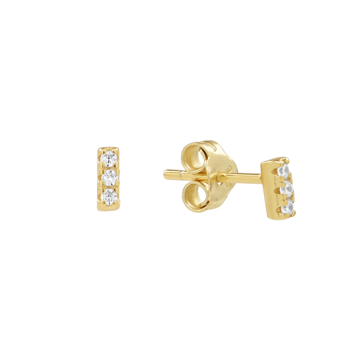 Triple CZ Bar Studs - Earrings -  -  - Azil Boutique