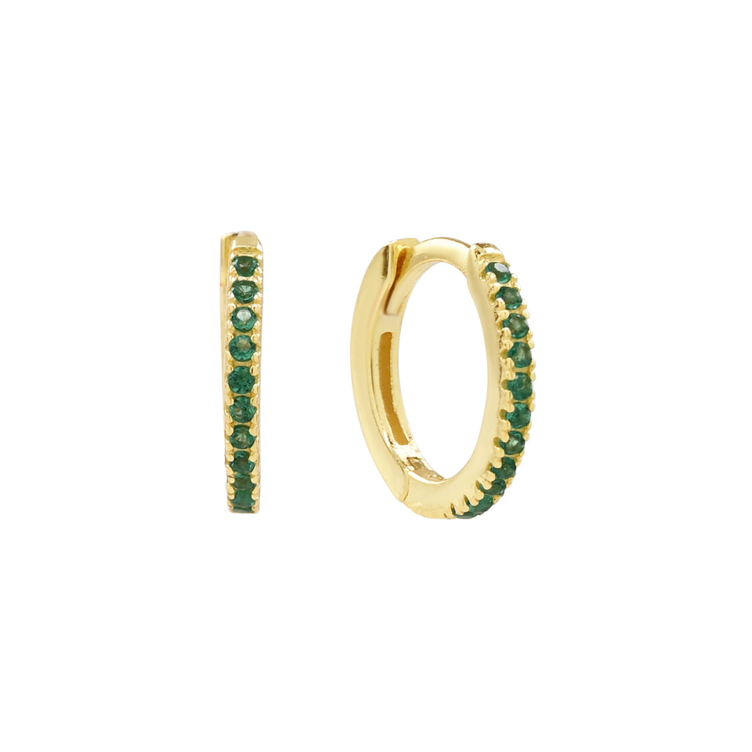 Thin Emerald CZ Huggies - Earrings -  -  - Azil Boutique
