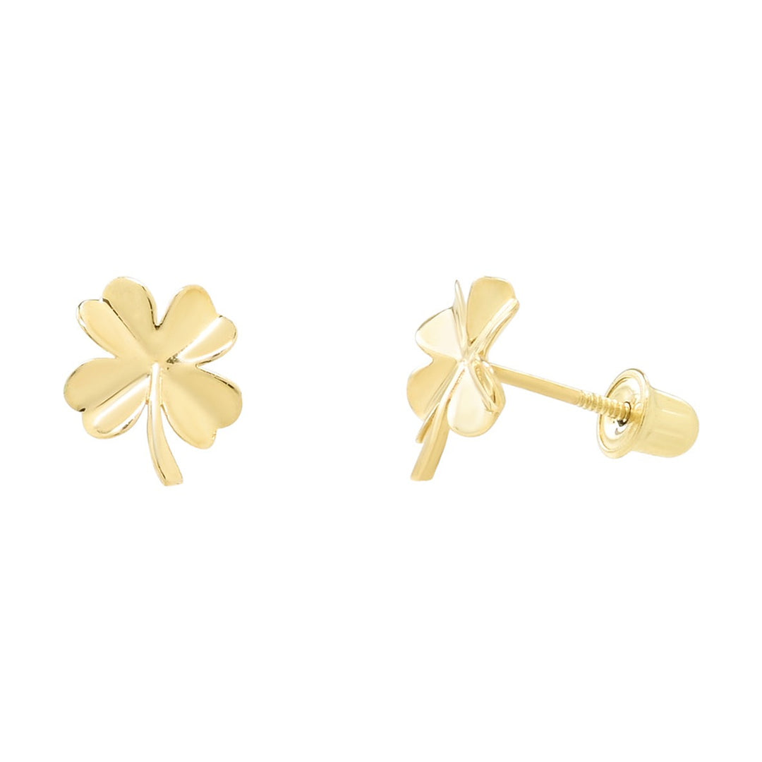 10k Solid Gold Four Leaf Clover Studs - Earrings -  -  - Azil Boutique