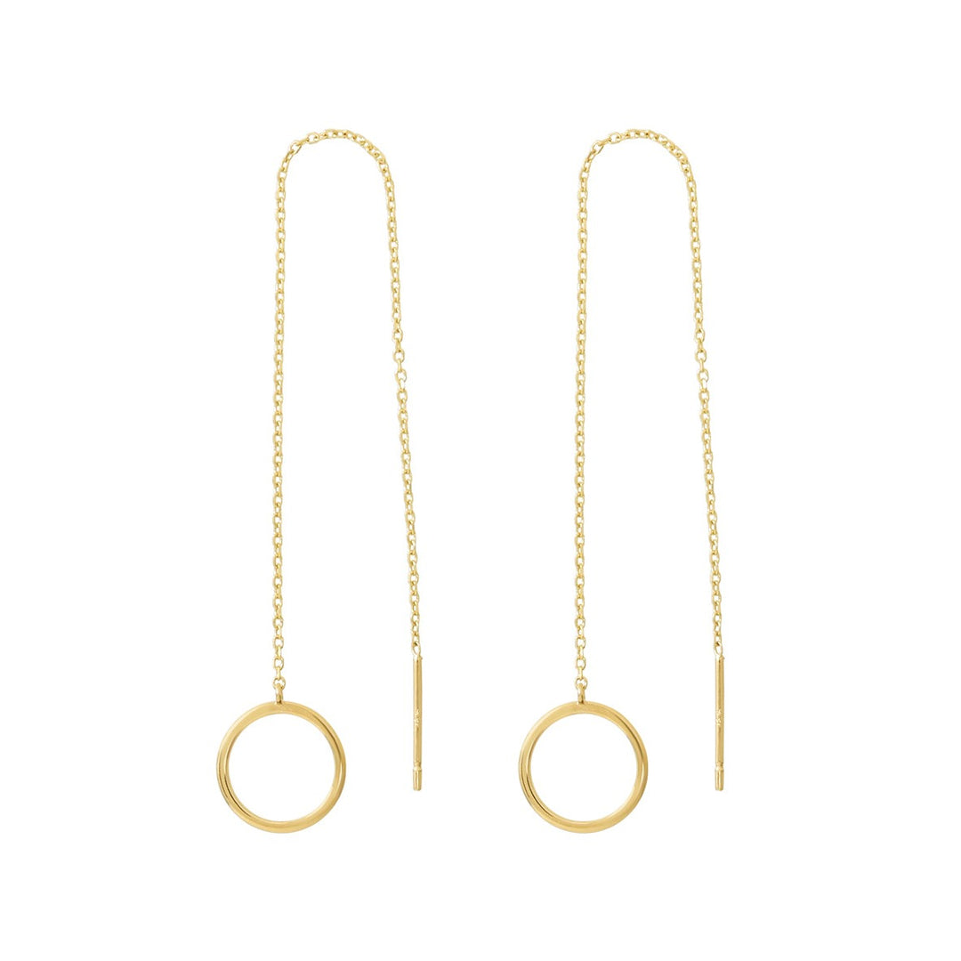 14k Solid Gold Circle Ear Threaders - Earrings -  -  - Azil Boutique