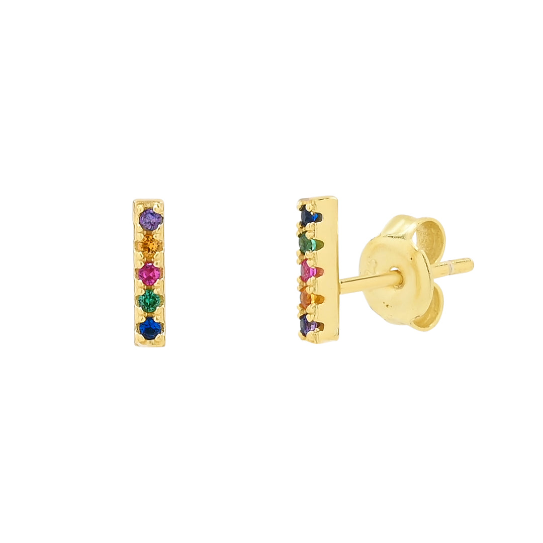 Colorful CZ Bar Studs - Earrings -  -  - Azil Boutique