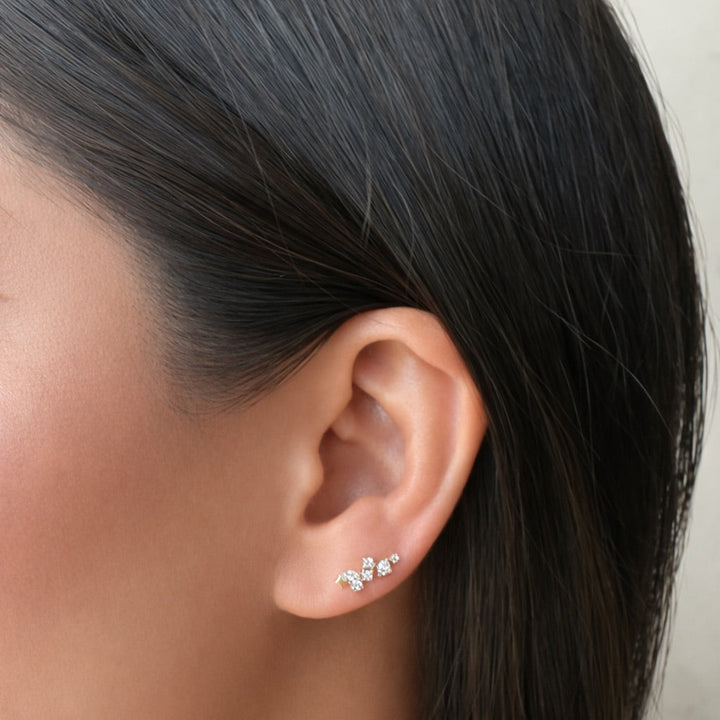 Curved Multi-CZ Cluster Studs - Earrings - - - Azil Boutique