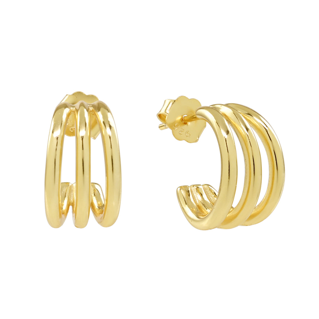 Open Fan Huggie Studs - Earrings -  -  - Azil Boutique