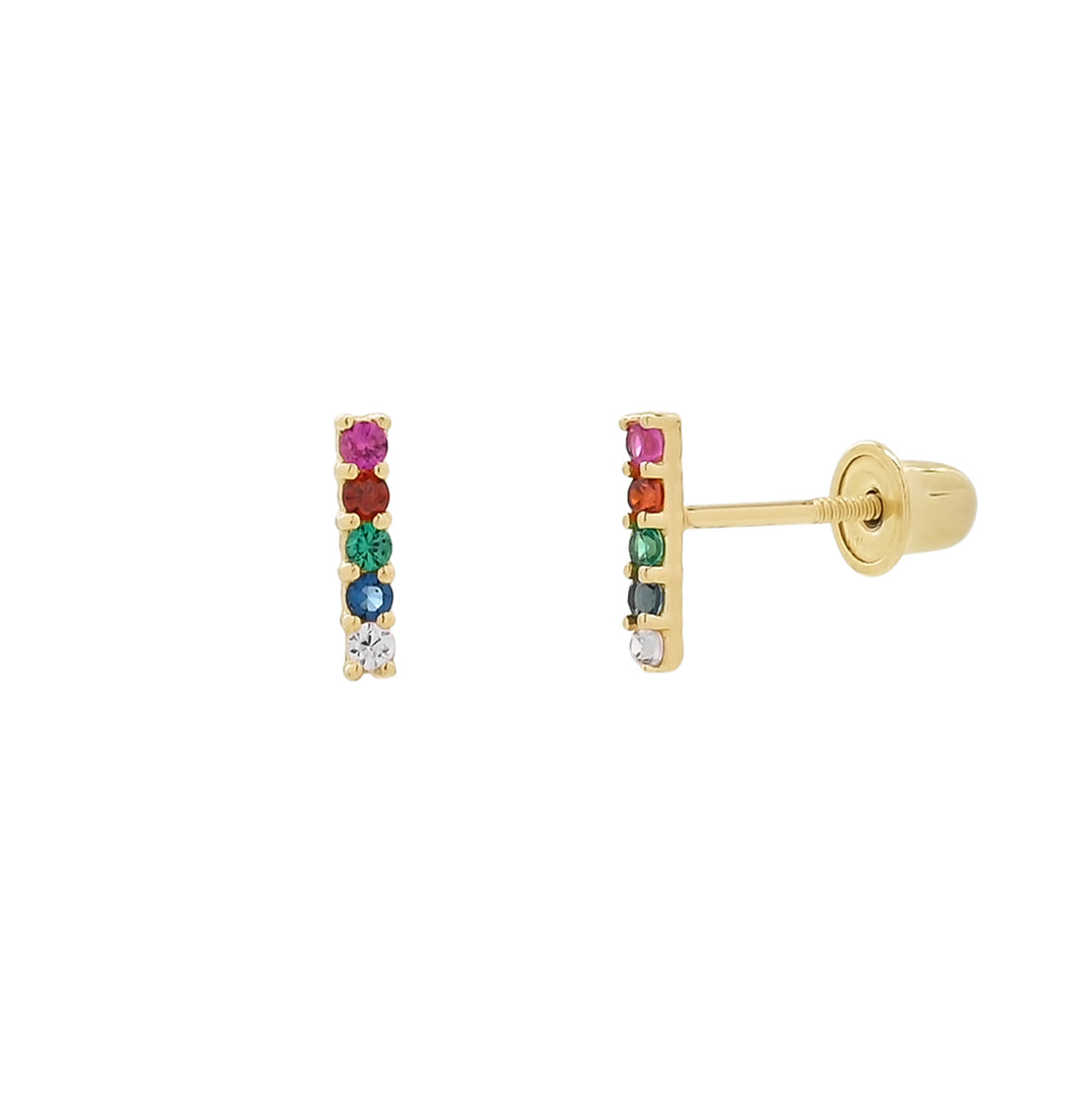 10k Solid Colorful CZ Bar Studs - Earrings -  -  - Azil Boutique