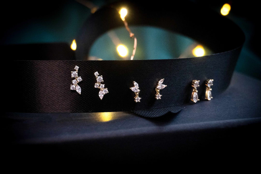 CZ Duo Marquis w/ CZ Drop Studs - Earrings - - - Azil Boutique