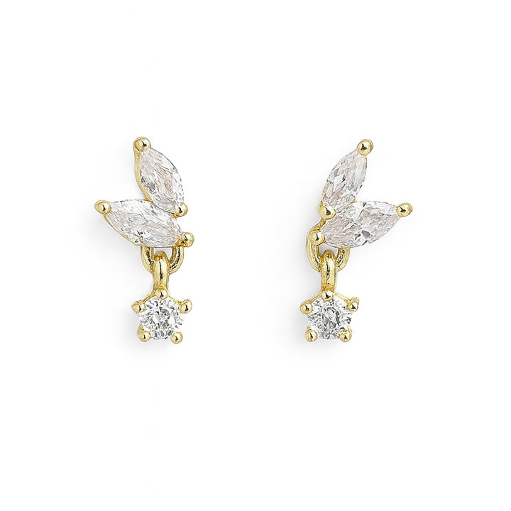 CZ Duo Marquis w/ CZ Drop Studs - Earrings - Gold - Gold - Azil Boutique