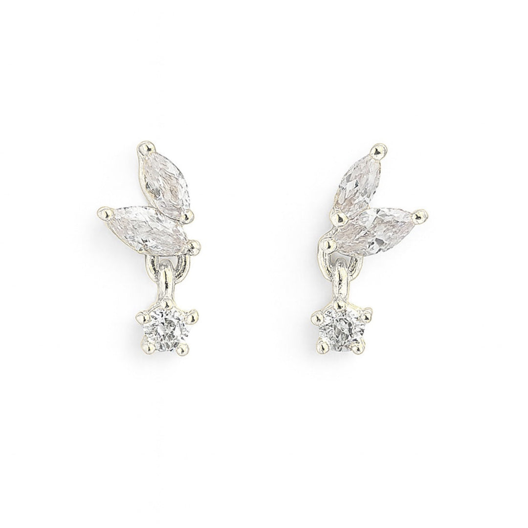 CZ Duo Marquis w/ CZ Drop Studs - Earrings - Silver - Silver - Azil Boutique