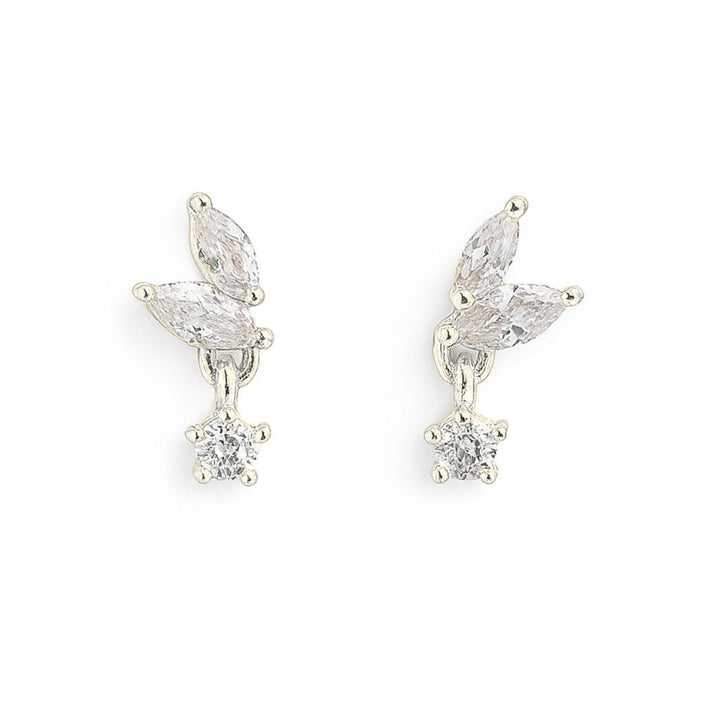 CZ Duo Marquis w/ CZ Drop Studs - Earrings - Silver - Silver - Azil Boutique