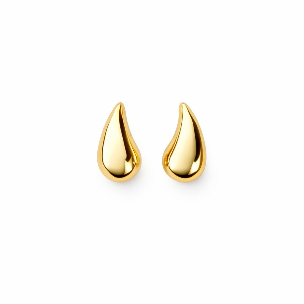 Chunky Curved Teardrop Stud Earrings - Earrings - Gold - Gold - Azil Boutique