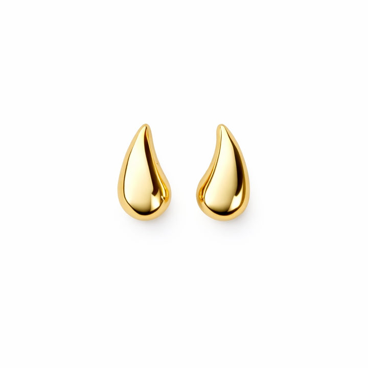 Chunky Curved Teardrop Stud Earrings - Earrings - Gold - Gold - Azil Boutique