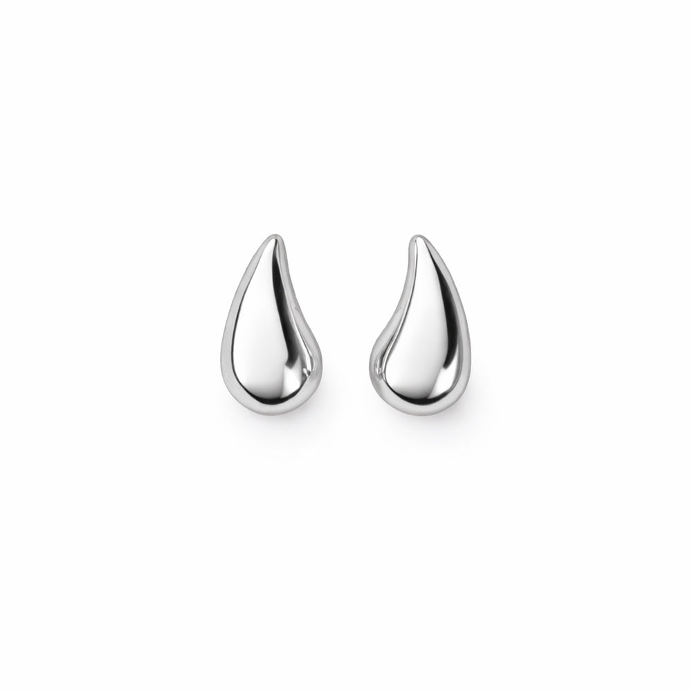 Chunky Curved Teardrop Stud Earrings - Earrings - Silver - Silver - Azil Boutique