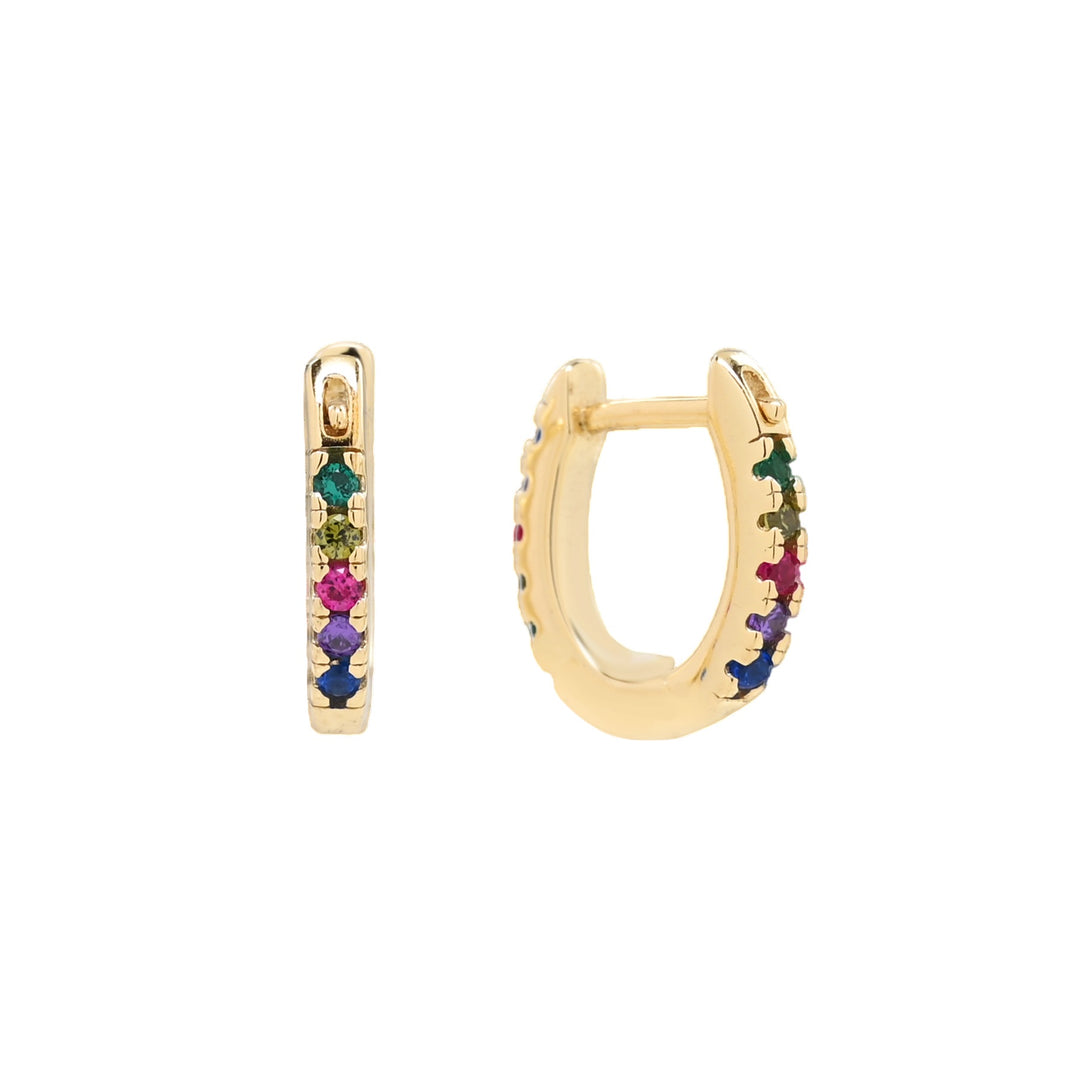 Multi-CZ Colored Scalloped Setting Huggies - Earrings - - - Azil Boutique