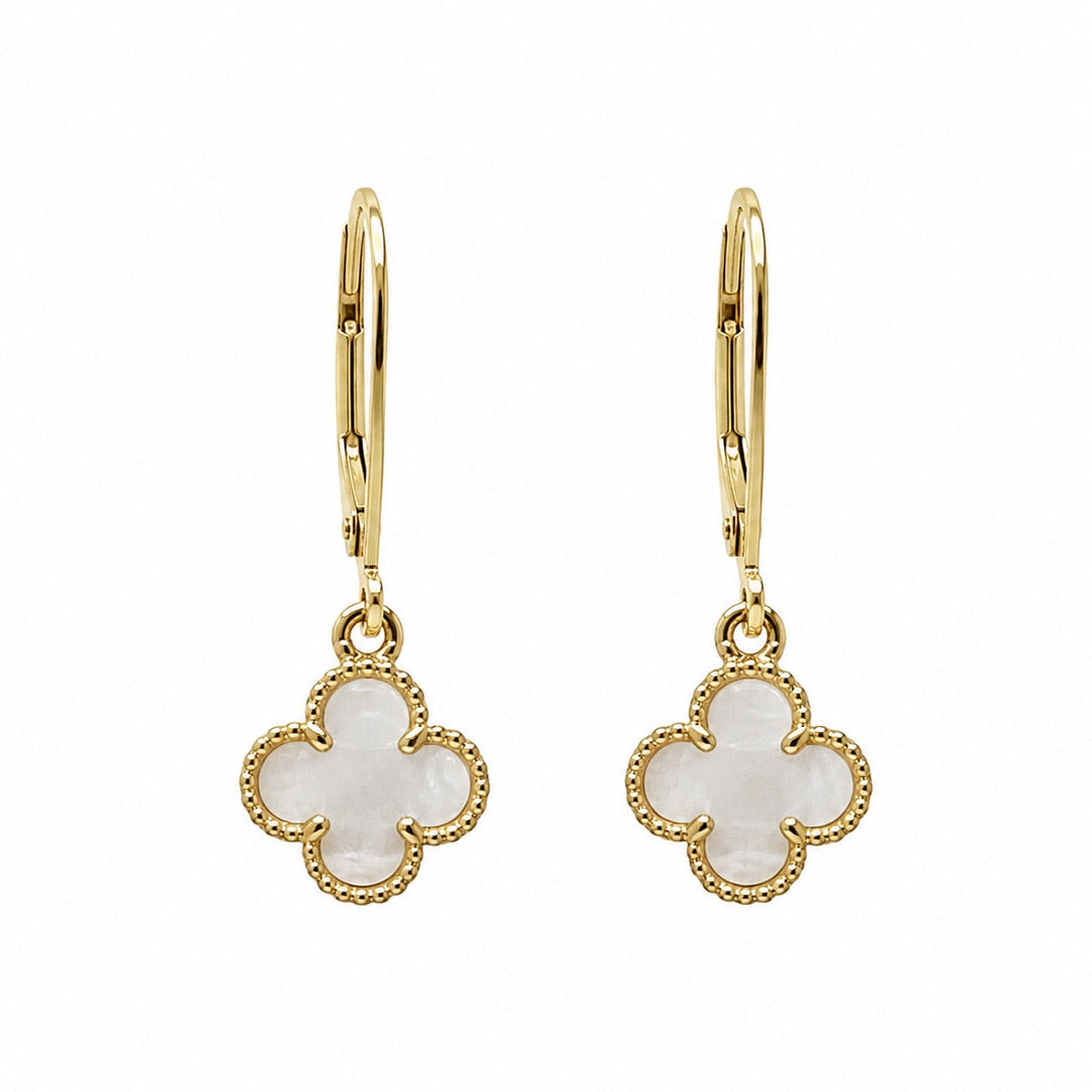 Moonstone Crystal Clover Leverback Earrings