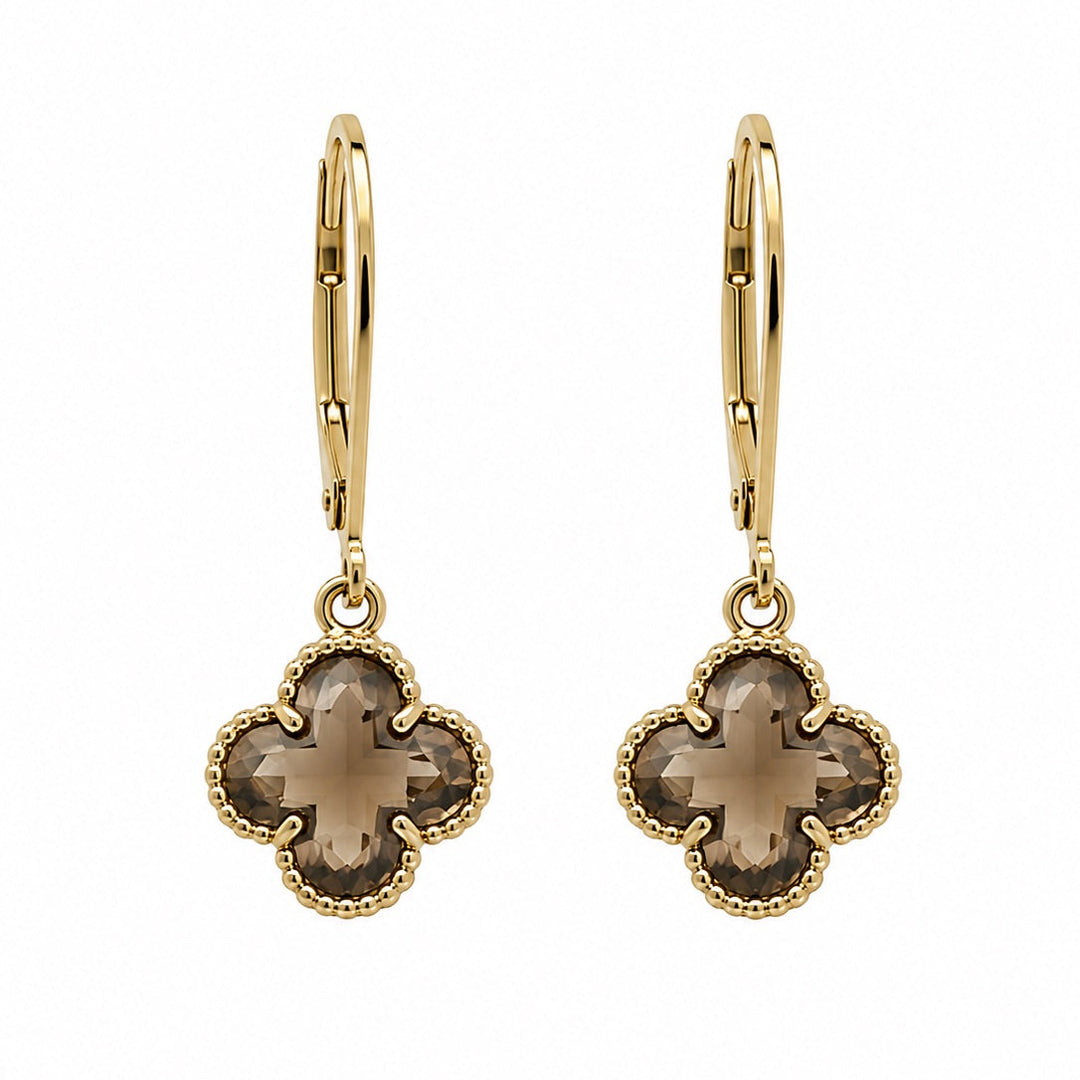 Smokey Crystal Clover Leverback Earrings