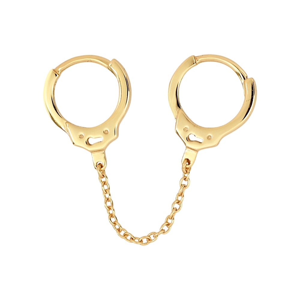 Double Handcuff Chain Huggies - Earrings - Gold - Gold - Azil Boutique