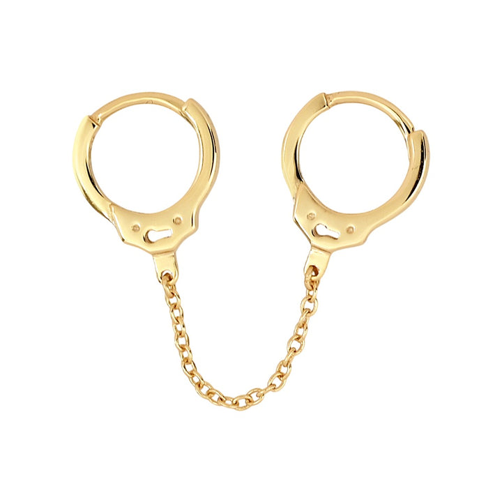 Double Handcuff Chain Huggies - Earrings - Gold - Gold - Azil Boutique