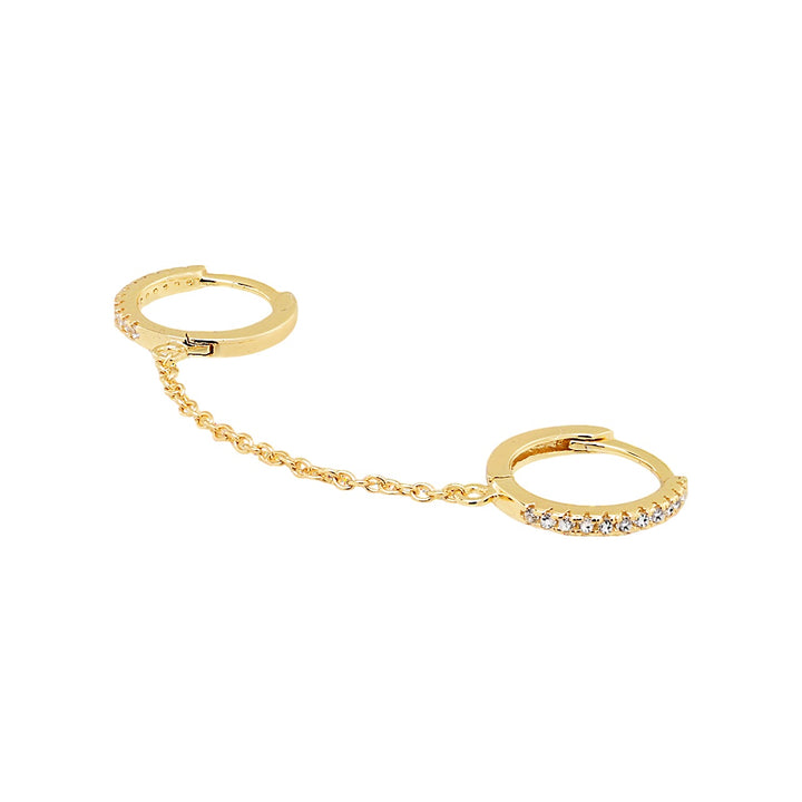 Double CZ Chain Huggies - - - - Azil Boutique