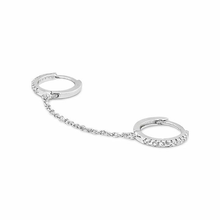 Double CZ Chain Huggies - - Silver - Silver - Azil Boutique