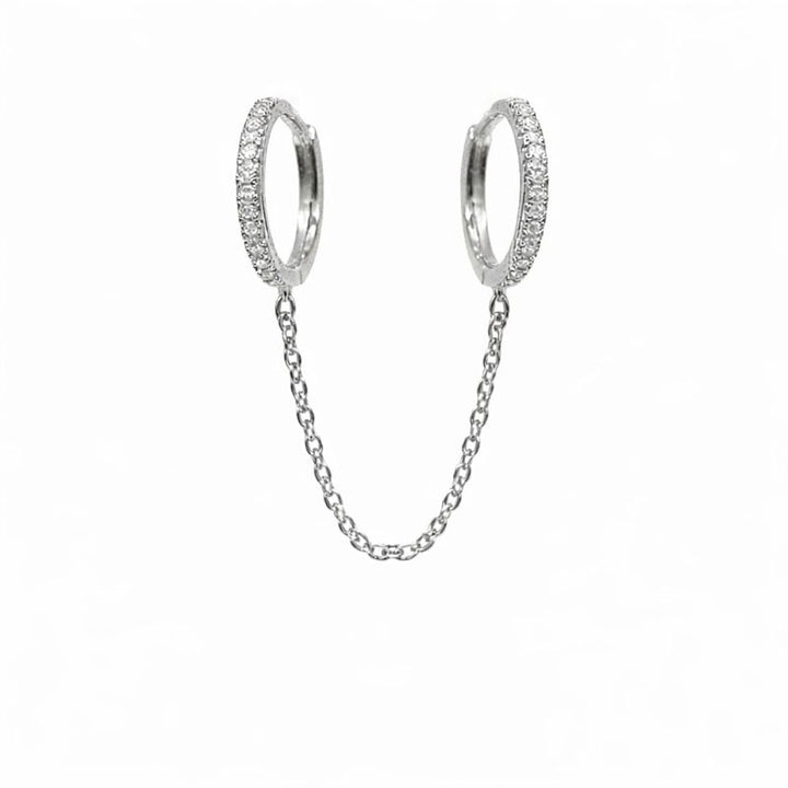 Double CZ Chain Huggies - - - - Azil Boutique