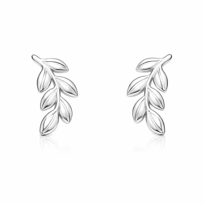 Curved Leaf Studs - Earrings - Silver - Silver - Azil Boutique