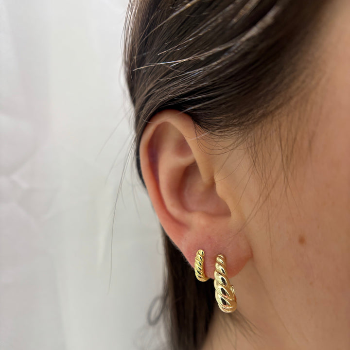 Elongated Oval Twisted Hoop Earrings