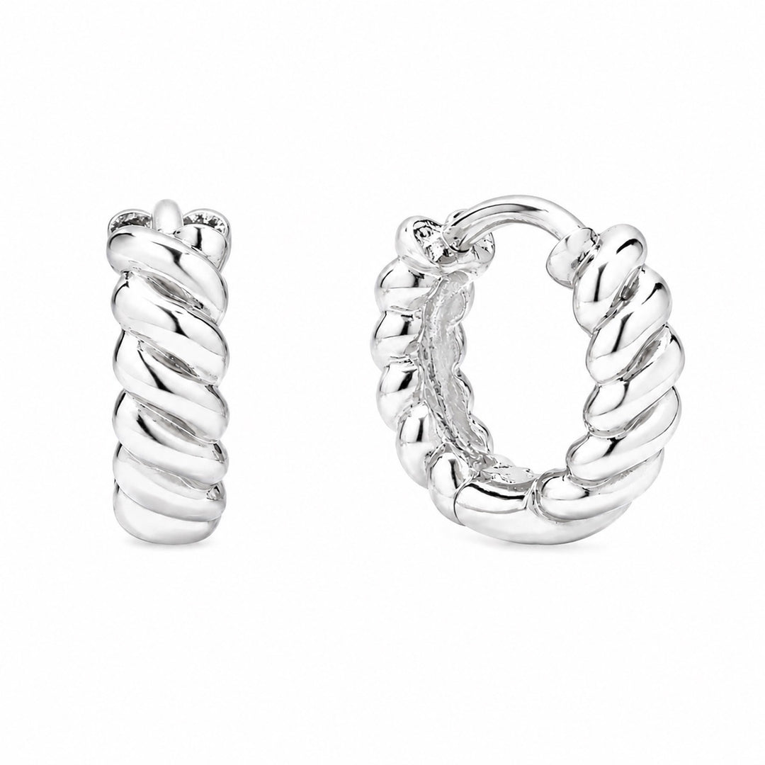 Thick Twisted Huggie Earrings - Earrings - Sterling Silver - Sterling Silver / Small - Azil Boutique