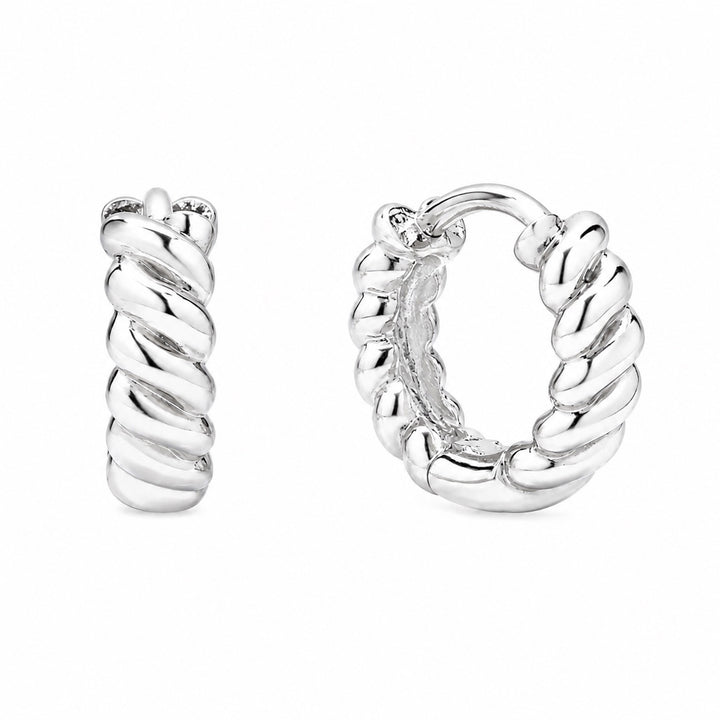 Thick Twisted Huggie Earrings - Earrings - Sterling Silver - Sterling Silver / Small - Azil Boutique