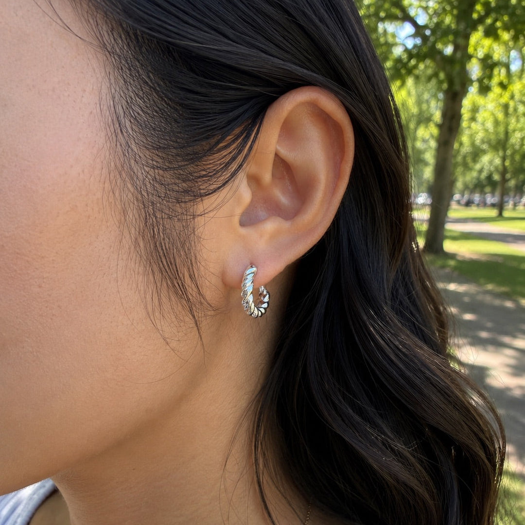 Thick Twisted Huggie Earrings - Earrings - - - Azil Boutique
