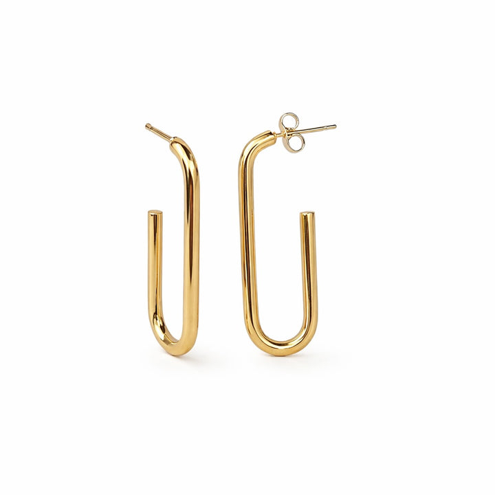 U-Shaped Hoop Stud Earrings - Earrings - Gold - Gold - Azil Boutique