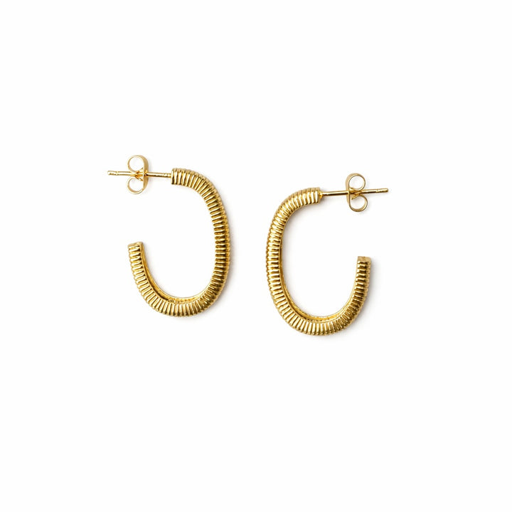 Ribbed C-Shaped Hoop Stud Earrings - Earrings - - - Azil Boutique
